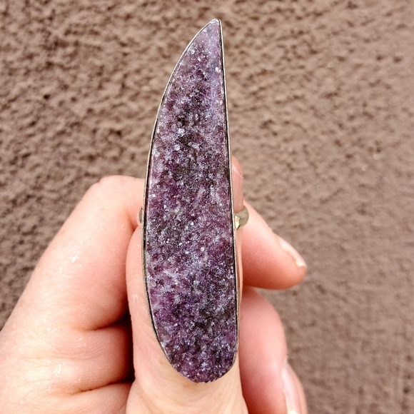 New Huge Lepidolite 925 Silver Statement Ring. - Picture 3 of 9